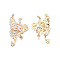 Brass Pave Clear Cubic Zirconia Pendants, Cadmium Free & Nickel Free & Lead Free, Butterfly, Real 18K Gold Plated, 30x20x3mm, Hole: 1.2mm