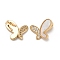 Plating Brass Micro Pave Cubic Zirconia Pendants, Cadmium Free & Nickel Free & Lead Free, with Shell, Butterfly, Real 18K Gold Plated, 13x13x4.8mm, Hole: 3x1.7mm