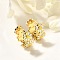 304 Stainless Steel Hoop Earrings for Women, with Enamel and 316 Surgical Stainless Steel Ear Pins, Ion Plating(IP), Flower, Golden, 14x6mm