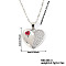 Brass Pave Cubic Zirconia Heart Pendant Necklaces for Women, Platinum, Red, 15.75 inch(40cm)