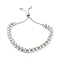 Adjustable Brass Round Beaded Slider Bracelets, with Box Chains, Platinum, Inner Diameter: 2-3/8~3-5/8 inch(6.1~9.2cm)