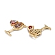 Кулоны из латуни с микропейвом и красным кубическим цирконием ZIRC-P086-28G-2