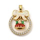 Рождественские латунные подвески с микропаве из фианита KK-H468-01C-01G-1