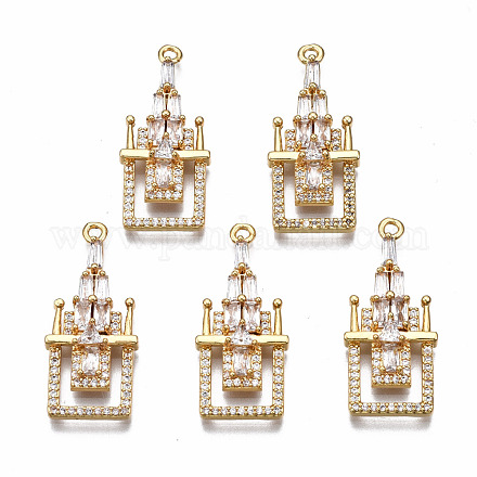 Латунные микропаве прозрачные подвески с фианитом KK-T063-81G-NF-1