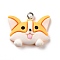 Cartoon Opaque Resin Pendants, with Platinum Tone Iron Loops, Dog Charm, Gold, 20x24x7mm, Hole: 2mm