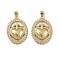 Brass Micro Pave Cubic Zirconia Pendants, Long-Lasting Plated, Cadmium Free & Lead Free, Rack Plating, Real 18K Gold Plated, Oval, 28x20x3.5mm, Hole: 4x3.5mm