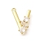 Brass Micro Pave Cubic Zirconia Pendants, LetterA-Z Charms, Golden, Letter V, 16x11.5x2.5mm, Hole: 1mm