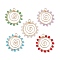 Glass Pendants, with Light Golden Copper Wire Findings, Sun, Mixed Color, 36~38x34.5~36x4mm, Hole: 3.5mm