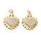 Rack Plating Brass Micro Pave Cubic Clear Zirconia Pendants, with Jump Ring, Long-Lasting Plated, Cadmium Free & Lead Free, Heart, Real 18K Gold Plated, 21.5x18.5x3mm, Hole: 3mm