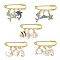 Ocean Theme Alloy Enamel Pendants Brooch Pin, Iron Safety Kilt Pin for Sweater Shawl, Mixed Color, 38.5~43mm, 5 styles, 1pc/style, 5pcs/set