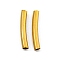 Brass Smooth Curved Tube Beads, Curved Tube Noodle Beads, Golden, 18x3mm, Hole: 2mm