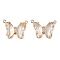 Brass Pave Faceted Glass Connector Charms, Cadmium Free & Nickel Free & Lead Free, Golden Tone Butterfly Links, Clear, 17.5x23x5mm, Hole: 0.9mm