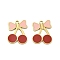 304 Stainless Steel Pendants, with Enamel, Ion Plating(IP), Real 18K Gold Plated, Cherry, 18x14x1.5mm, Hole: 1.6mm