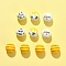 10Pcs 4 Styles Printed Natural Wood European Beads, Large Hole Bead, Round with Bee Pattern, Mixed Color, 16mm, Hole: 4mm