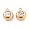 201 Stainless Steel Rhinestone Charms, Birthstone Charms, Flat Round, Golden, Crystal, 12x9x5mm, Hole: 1.8mm