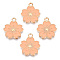 Alloy Enamel Pendants, Sakura Flower, Light Gold, Dark Salmon, 20.5x17.5x1.5mm, Hole: 2mm
