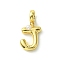 Rack Plating Brass with ABS Plastic Pearl European Dangle Charms, Large Hole Pendants, Long-Lasting Plated, Lead Free & Cadmium Free, Real 18K Gold Plated, Letter J, 23mm long, hole: 5mm, pendant: 15x12x5mm