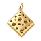 Brass Pendants, Long-Lasting Plated, Cadmium Free & Lead Free, Rhombus Charm, Golden, 20x19x2.8mm, Hole: 3.4mm