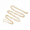 Brass Coated Iron Curb Chain Necklace Making, with Beads and Lobster Claw Clasps, Light Gold, 32 inch(81.5cm)
