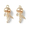 Ocean Collection Theme Jewelry, Brass with Cubic Zirconia Charms, Cadmium Free & Nickel Free & Lead Free, Real 18K Gold Plated, Jellyfish, 17x9x5mm, Hole: 1.2mm