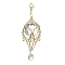 Brass Pouch Holder Pendant Decoration, with Transparent Glass Teardrop Charms and 304 Stainless Steel Lobster Claw Clasps, Golden, 76mm