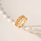 Brass Micro Pave Cubic Zirconia Finger Ring, with Plastic Bead, Real 18K Gold Plated, US Size 8(18.1mm)