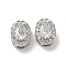 Brass Micro Pave Cubic Zirconia Beads, Cadmium Free & Nickel Free & Lead Free, Oval, Real Platinum Plated, 8x6x4.5mm, Hole: 2.5x1mm
