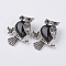 Natural Dyed & Heated Black Agate Pendants, with Alloy Finding, Owl, Antique Silver, 46.5x35.5x11.5mm, Hole: 6x8.5mm
