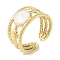 Ion Plating(IP) 304 Stainless Steel Enamel Flat Round Cuff Finger Rings, Wide Open Rings for Women, Real 18K Gold Plated, 10.5mm