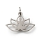 304 Stainless Steel Charms, Yoga & Lotus Flower Charm, with Jump Ring, Anti-Tarnish, Laser Cut, Stainless Steel Color, 12.5x18.5x1mm, Hole: 3mm