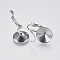 Tarnish Resistant 304 Stainless Steel Leverback Earring Settings, Flat Round, Stainless Steel Color, 20x13x12.5mm, Pin: 0.7mm, Tray: 12mm