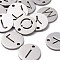 Non-Tarnish 201 Stainless Steel Charms, Flat Round with Letter, Stainless Steel Color, Random Mixed Letters, 12x1mm, Hole: 1.5mm