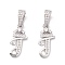 Eco-Friendly Brass Micro Pave Cubic Zirconia Pendants, Long-Lasting Plated, Real Platinum Plated, Cadmium Free & Lead Free, Letter, Letter.T, 16~20x7~11.5x1.5~2.2mm, Hole: 6.5x3.5mm