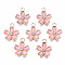 Alloy Enamel Pendants, with Crystal Rhinestone, Sakura Flower, Light Gold, Light Coral, 17x14x3mm, Hole: 1.8mm