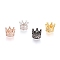 Brass Micro Pave Cubic Zirconia Beads, Long-Lasting Plated, Crown, Clear, Mixed Color, 7x5mm, Hole: 3mm