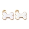 Bone Alloy Enamel Pendants, Light Gold, White, 11.8x12.8x2.2mm, Hole: 1.5mm