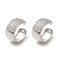 Rack Plating Brass Micro Pave Clear Cubic Zirconia Ring Cuff Earrings for Women, Cadmium Free & Lead Free, Long-Lasting Plated, Platinum, 16x8mm
