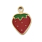 304 Stainless Steel Enamel Charms, Golden, Strawberry, 13x8.5x1.5mm, Hole: 1.5mm