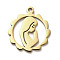 304 Stainless Steel Pendants, Flat Round with Girl Charm, Golden, 24x21.5x1.5mm, Hole: 2mm