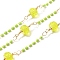Brass Hexagonal Column Glass Seaded Beaded & Resin Round Beaded Link Chains, Soldered, with Spool, Long-Lasting Plated, Golden, Green Yellow, 3.5~20.5x2~7x0.5~7mm, about 16.40 Feet(5m)/Roll