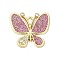 Alloy Enamel Pendants, with Glitter Powder and Rhinestone, Cadmium Free & Nickel Free & Lead Free, Golden, Butterfly Charm, Flamingo, 19x21.5x2mm, Hole: 1.8mm