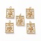 Natural Shell Pendants, with Brass Findings, Rectangle with Eye & Moon & Star, Golden, 24.5x16.5x4.5mm, Jump Ring: 5.5x1mm, Hole: 3.5mm