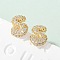 Brass Micro Pave Cubic Zirconia Stud Earrings, Rack Plating, Long-Lasting Plated, Real 18K Gold Plated, Letter S, 13x10.5mm