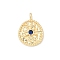 Brass Micro Pave Clear Cubic Zirconia Pendants, Irregular Circle with Sun, Lead Free & Cadmium Free, Rack Plating, Real 18K Gold Plated, 25x18.5x4.5mm, Hole: 4x2mm