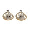 304 Stainless Steel Pendants, Ion Plating(IP), Shell Shape Charms, Real Gold Plated & Stainless Steel Color, 21x22x4mm, Hole: 2.5x3mm
