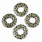 Printed Wood Pendants, Donut with Floral Pattern, Medium Aquamarine, 45x5mm, Hole: 1.6mm