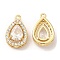 Brass and Clear Cubic Zirconia Pendants, Cadmium Free & Nickel Free & Lead Free, Teardrop, Real 18K Gold Plated, 14x9x5.5mm, Hole: 1mm