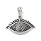 304 Stainless Steel Pendants, Retro Style, Antique Silver, Eye, 31x44.5x6.5mm, Hole: 11x7.5mm