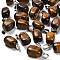 Natural Tiger Eye Pendants, with Stainless Steel Color Plated 201 Stainless Steel Snap on Bails, Rectangle, 20.5~21x11~11.5x11~12.5mm, Hole: 8x4mm