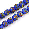 Handmade Lampwork Beads Strands, Round with Phoenix Eye, Dark Blue, 12~13mm, Hole: 1.2~3mm, about 45pcs/strand, 20.47~20.87 inch(52~53cm)